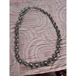 Carol Duplaise Silver-Toned Modernist Bead Necklace Lobster Clasp signed vintage